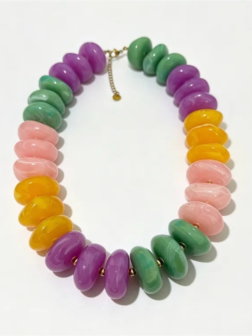 Colorful Resin Disc Necklace - Multicolor